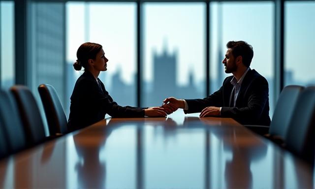 Professional business negotiation in a boardroom