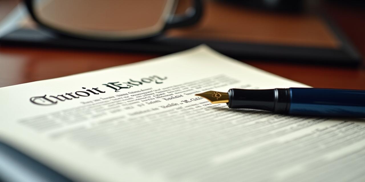 Professional legal legal documents and a pen on a mahogany desk